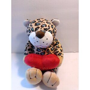 Tom's Toy Spotted Leopard Red Heart Love Tan White Blue Spots Plush 13"